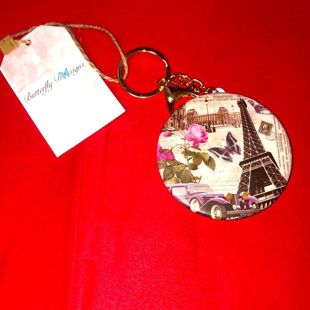 Paris compact mirror- keychain